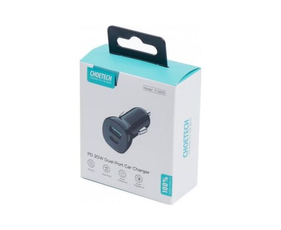 Зарядное устройство Choetech 2xUSB 38W (USB-C+USB-A) PD 20W+QC3.0 18W black (TC0005-101-BK), изображение 2 Зарядное устройство Choetech 2xUSB 38W (USB-C+USB-A) PD 20W+QC3.0 18W black (TC0005-101-BK), изображение 2