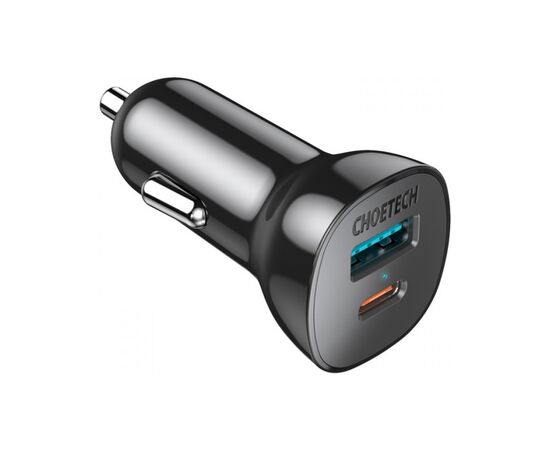 Зарядний пристрій Choetech 2xUSB 38W (USB-C+USB-A) PD 20W+QC3.0 18W black (TC0005-101-BK)