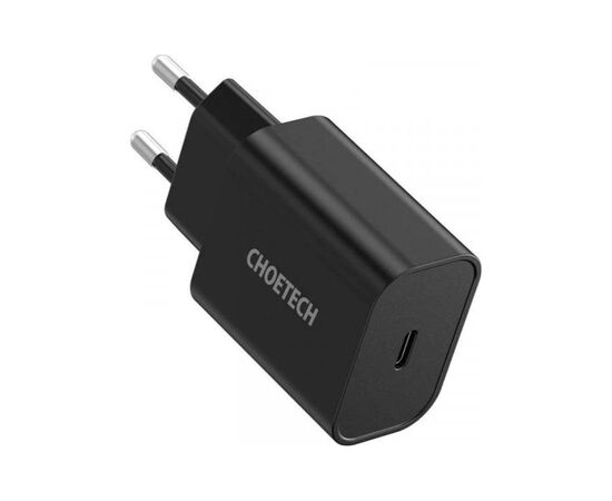 Зарядное устройство Choetech 1xUSB 20W (1 USB-C) PD matte wall charger black (Q5004-EU-BK), изображение 2 Зарядное устройство Choetech 1xUSB 20W (1 USB-C) PD matte wall charger black (Q5004-EU-BK), изображение 2