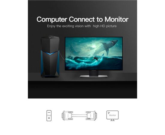 Кабель мультимедийный VGA 8.0m ferrite Vention (DADBK), изображение 4 Кабель мультимедийный VGA 8.0m ferrite Vention (DADBK), изображение 4