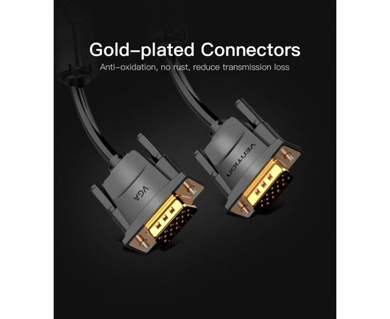Кабель мультимедийный VGA 8.0m ferrite Vention (DADBK), изображение 8 Кабель мультимедийный VGA 8.0m ferrite Vention (DADBK), изображение 8