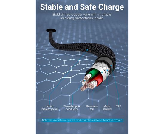 Дата кабель USB 2.0 AM to Lightning 2.0m 2.4A Aluminum Alloy Purple Vention (LABVH), изображение 11 Дата кабель USB 2.0 AM to Lightning 2.0m 2.4A Aluminum Alloy Purple Vention (LABVH), изображение 11