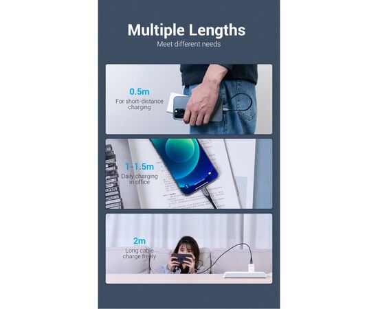 Дата кабель USB 2.0 AM to Lightning 2.0m 2.4A Aluminum Alloy Purple Vention (LABVH), изображение 12 Дата кабель USB 2.0 AM to Lightning 2.0m 2.4A Aluminum Alloy Purple Vention (LABVH), изображение 12