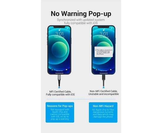 Дата кабель USB 2.0 AM to Lightning 2.0m 2.4A Aluminum Alloy Purple Vention (LABVH), изображение 8 Дата кабель USB 2.0 AM to Lightning 2.0m 2.4A Aluminum Alloy Purple Vention (LABVH), изображение 8