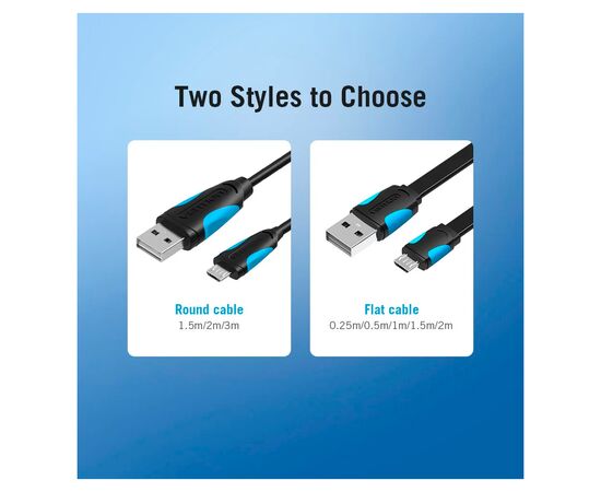 Дата кабель USB 2.0 AM to Micro 5P 0.5m Black Vention (VAS-A08-B050), изображение 10 Дата кабель USB 2.0 AM to Micro 5P 0.5m Black Vention (VAS-A08-B050), изображение 10