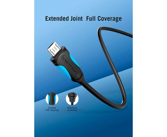 Дата кабель USB 2.0 AM to Micro 5P 0.5m Black Vention (VAS-A08-B050), изображение 8 Дата кабель USB 2.0 AM to Micro 5P 0.5m Black Vention (VAS-A08-B050), изображение 8
