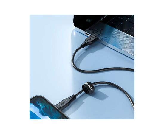 Дата кабель USB 2.0 AM to Lightning 1.2m 2.4A TPE C3-02 Black Acefast (6974316280828), изображение 5 Дата кабель USB 2.0 AM to Lightning 1.2m 2.4A TPE C3-02 Black Acefast (6974316280828), изображение 5