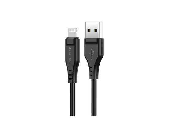 Дата кабель USB 2.0 AM to Lightning 1.2m 2.4A TPE C3-02 Black Acefast (6974316280828)