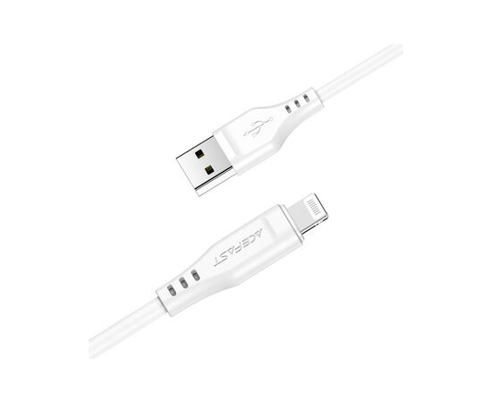 Дата кабель USB 2.0 AM to Lightning 1.2m 2.4A TPE C3-02 White Acefast (6974316280835), изображение 2 Дата кабель USB 2.0 AM to Lightning 1.2m 2.4A TPE C3-02 White Acefast (6974316280835), изображение 2