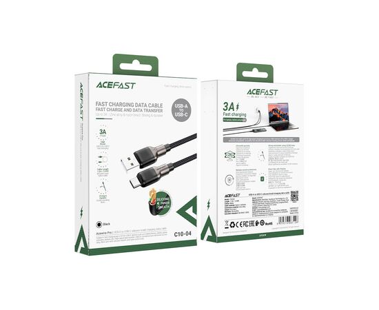 Дата кабель USB 2.0 AM to Type-C 1.2m 3.0A silicone braid C10-04 Acefast (6974316283126), изображение 5 Дата кабель USB 2.0 AM to Type-C 1.2m 3.0A silicone braid C10-04 Acefast (6974316283126), изображение 5