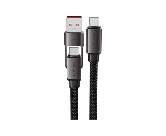 Дата кабель USB-C to USB-C/A 1.2m 3.0A zink alloy C13-04 Black Acefast (6974316282334)