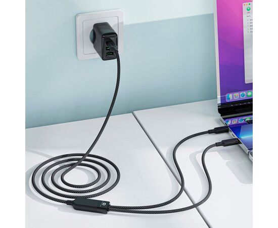 Дата кабель USB 2.0 USB-C 2in1 0.8m + sub 0.4m, 100W, C5-11 Acefast (6974316280149), изображение 7 Дата кабель USB 2.0 USB-C 2in1 0.8m + sub 0.4m, 100W, C5-11 Acefast (6974316280149), изображение 7