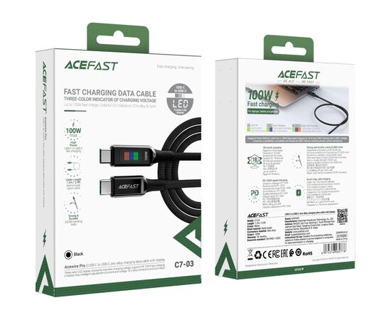 Дата кабель USB-C to USB-C 1.2m 100W with display C7-03 Acefast (6974316282778), изображение 5 Дата кабель USB-C to USB-C 1.2m 100W with display C7-03 Acefast (6974316282778), изображение 5