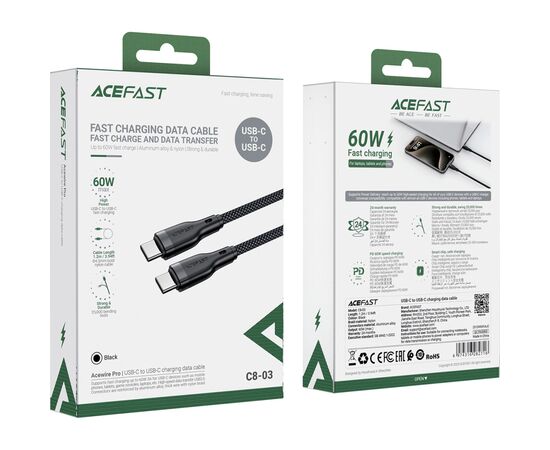 Дата кабель USB-C to USB-C 1.2m 3A C8-03 Acefast (6974316282716), изображение 5 Дата кабель USB-C to USB-C 1.2m 3A C8-03 Acefast (6974316282716), изображение 5