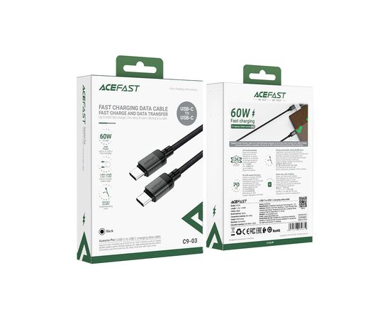 Дата кабель USB-C to USB-C 1.2m 3A C9-03 Acefast (6974316282679), изображение 5 Дата кабель USB-C to USB-C 1.2m 3A C9-03 Acefast (6974316282679), изображение 5