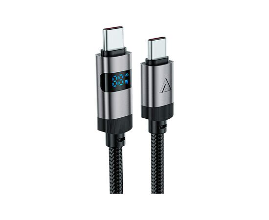 Дата кабель USB-C to USB-C 1.2m 60W digital display C15-03 Black Acefast (6974316283720), изображение 2 Дата кабель USB-C to USB-C 1.2m 60W digital display C15-03 Black Acefast (6974316283720), изображение 2
