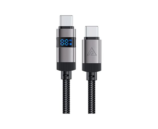 Дата кабель USB-C to USB-C 1.2m 60W digital display C15-03 Black Acefast (6974316283720)