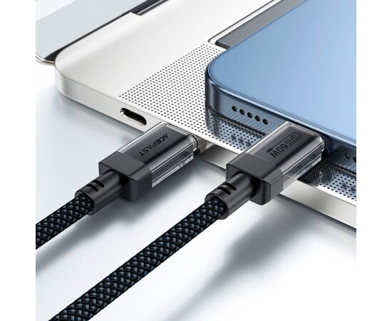 Дата кабель USB-C to USB-C 1.2m 60W stainless steel C12-03 Black Acefast (6974316283317), изображение 6 Дата кабель USB-C to USB-C 1.2m 60W stainless steel C12-03 Black Acefast (6974316283317), изображение 6