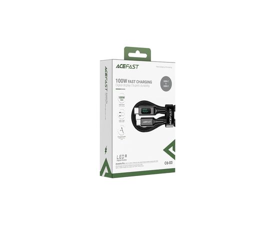 Дата кабель USB-C to USB-C 2.0m 100W with display C6-03 Acefast (6974316281054), изображение 3 Дата кабель USB-C to USB-C 2.0m 100W with display C6-03 Acefast (6974316281054), изображение 3