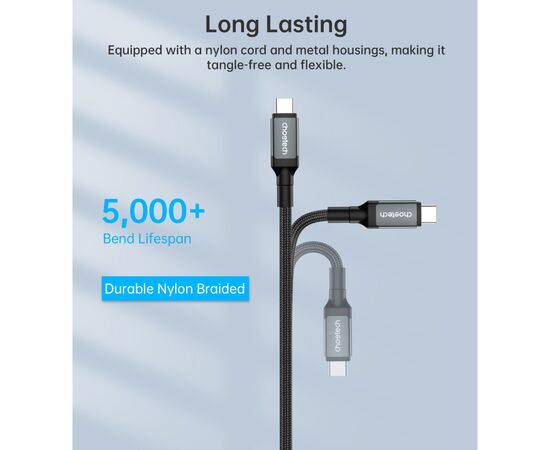 Дата кабель USB-C to USB-C 1.2m USB4.0 Gen3 240W (8K HDR) Choetech (XCC-1040-GY), изображение 7 Дата кабель USB-C to USB-C 1.2m USB4.0 Gen3 240W (8K HDR) Choetech (XCC-1040-GY), изображение 7