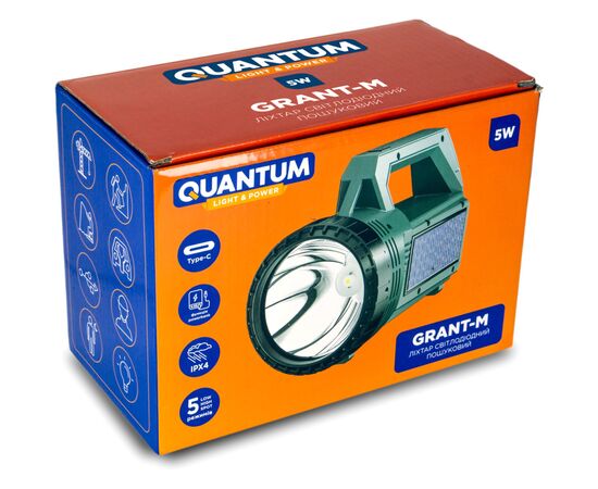 Фонарь Quantum QM-FL1052 GRANT-M 5W LED Type-C/Solar/Power Bank (QM-FL1052), изображение 12 Фонарь Quantum QM-FL1052 GRANT-M 5W LED Type-C/Solar/Power Bank (QM-FL1052), изображение 12
