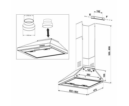 Вытяжка кухонная Eleyus WELLA 1000 LED 60 BL, изображение 11 Вытяжка кухонная Eleyus WELLA 1000 LED 60 BL, изображение 11