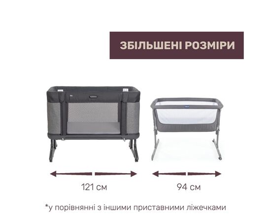 Кроватка Chicco Next2Me Forever 3 в 1 темно-серый (79650.27), изображение 4 Кроватка Chicco Next2Me Forever 3 в 1 темно-серый (79650.27), изображение 4