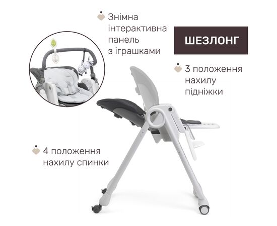 Стілець для годування Chicco Polly Magic Relax темно-сірий (79502.69), зображення 2 Стілець для годування Chicco Polly Magic Relax темно-сірий (79502.69), зображення 2