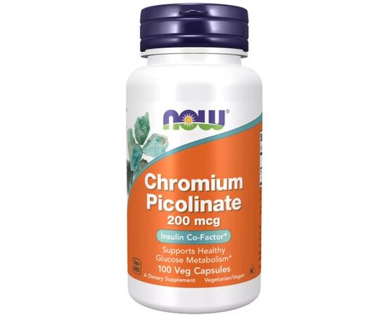 Минералы Now Foods Пиколинат Хрома, 200 мкг, Chromium Picolinate, 100 вегетарианских к (NF1420)