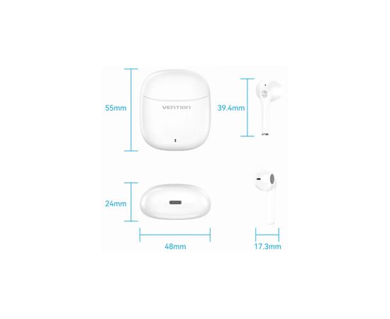 Наушники Vention Elf Earbuds E02 White (NBGW0), изображение 6 Наушники Vention Elf Earbuds E02 White (NBGW0), изображение 6