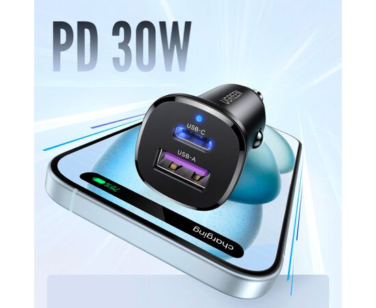 Зарядное устройство Ugreen 2xUSB 30W (USB-A + USB-C) QC 4.0 Сіра (EC305) (25845), изображение 2 Зарядное устройство Ugreen 2xUSB 30W (USB-A + USB-C) QC 4.0 Сіра (EC305) (25845), изображение 2