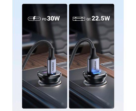 Зарядное устройство Ugreen 2xUSB 30W (USB-A + USB-C) QC 4.0 Сіра (EC305) (25845), изображение 3 Зарядное устройство Ugreen 2xUSB 30W (USB-A + USB-C) QC 4.0 Сіра (EC305) (25845), изображение 3