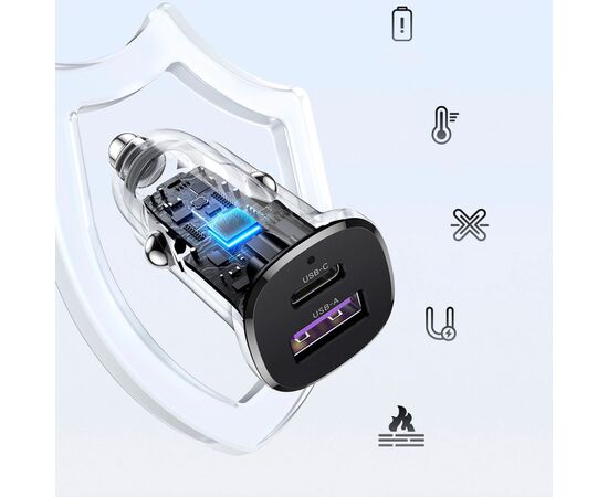 Зарядное устройство Ugreen 2xUSB 30W (USB-A + USB-C) QC 4.0 Сіра (EC305) (25845), изображение 4 Зарядное устройство Ugreen 2xUSB 30W (USB-A + USB-C) QC 4.0 Сіра (EC305) (25845), изображение 4