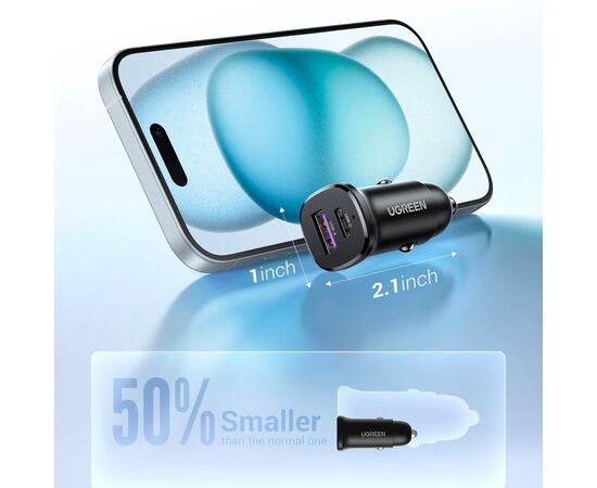 Зарядное устройство Ugreen 2xUSB 30W (USB-A + USB-C) QC 4.0 Сіра (EC305) (25845), изображение 5 Зарядное устройство Ugreen 2xUSB 30W (USB-A + USB-C) QC 4.0 Сіра (EC305) (25845), изображение 5