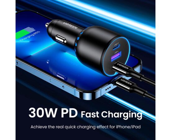 Зарядное устройство Ugreen 3xUSB 130W (2xUSB-C+USB-A) QC 3.0 black (CD293) (90413), изображение 5 Зарядное устройство Ugreen 3xUSB 130W (2xUSB-C+USB-A) QC 3.0 black (CD293) (90413), изображение 5