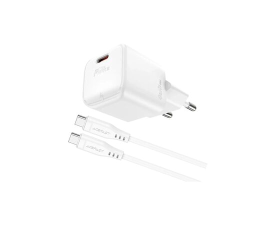 Зарядное устройство Acefast USB-C 20W Gan A73 mini + USB-C cable Fast Charger White (6974316282655), изображение 2 Зарядное устройство Acefast USB-C 20W Gan A73 mini + USB-C cable Fast Charger White (6974316282655), изображение 2