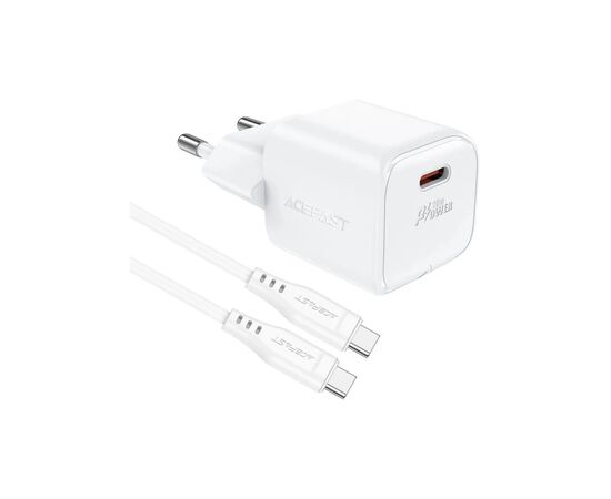 Зарядное устройство Acefast USB-C 20W Gan A73 mini + USB-C cable Fast Charger White (6974316282655), изображение 4 Зарядное устройство Acefast USB-C 20W Gan A73 mini + USB-C cable Fast Charger White (6974316282655), изображение 4