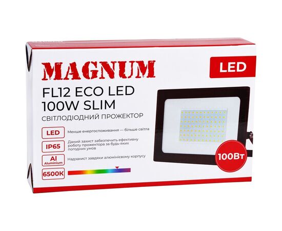 Прожектор MAGNUM FL12 ECO LED 100Вт slim 6500К IP65 (90018087), изображение 5 Прожектор MAGNUM FL12 ECO LED 100Вт slim 6500К IP65 (90018087), изображение 5
