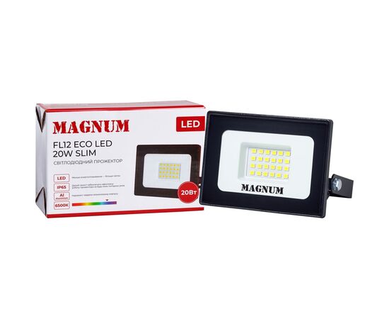 Прожектор MAGNUM FL12 ECO LED 20Вт slim 6500К IP65 (90022011), зображення 4