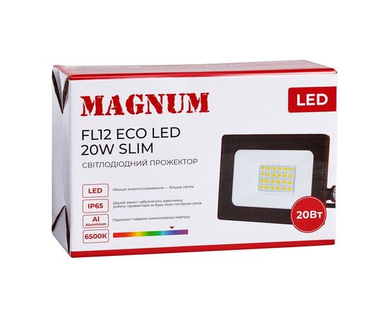 Прожектор MAGNUM FL12 ECO LED 20Вт slim 6500К IP65 (90022011), зображення 5