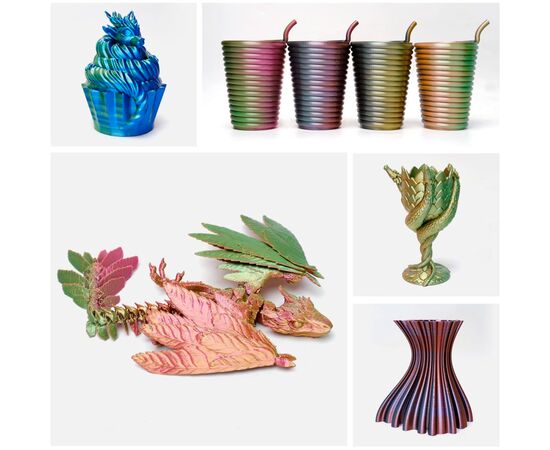 Пластик для 3D-принтера eSUN ePLA-Silk Mystic (triple color), 1,75мм, 1кг, gold-red-green (ePLA-SilkMystic-P175GRG1), зображення 5