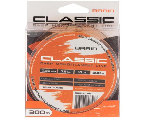 Леска Brain Classic Carp Line (solid orange) 300m 0.28mm 18lb 7.9kg (1858.80.98), изображение 2 Леска Brain Classic Carp Line (solid orange) 300m 0.28mm 18lb 7.9kg (1858.80.98), изображение 2