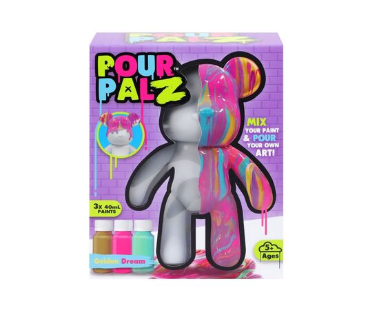 Набор для творчества ToyMonster Pour Palz Флюид Арт - Мишка "Золотая мечта" (GS-G08681)