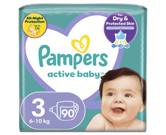 Подгузник Pampers Active Baby Mid Размер 3 (6-10 кг) 90 ш (8001090949455)