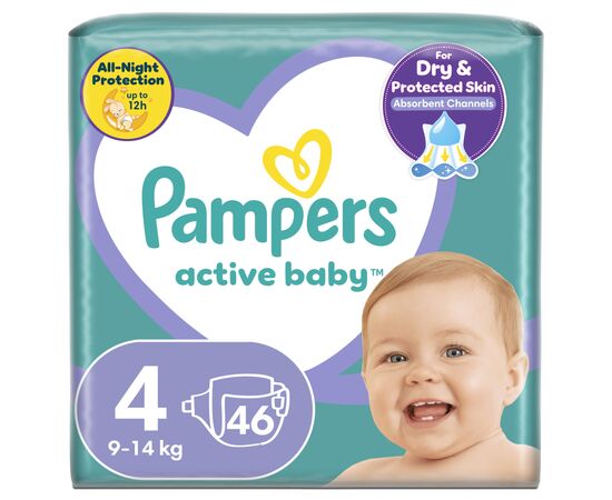 Подгузник Pampers Active Baby Maxi Размер 4 (9-14 кг) 46 шт (8001090949097)