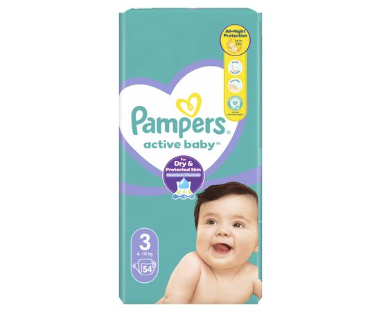 Подгузник Pampers Active Baby Размер 3 (6-10 кг) 54 шт (8001090948977), изображение 2 Подгузник Pampers Active Baby Размер 3 (6-10 кг) 54 шт (8001090948977), изображение 2
