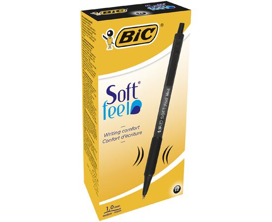 Ручка кулькова Bic автоматична Soft Clic Grip з гумовим грипом Чорна (bc837397), зображення 2