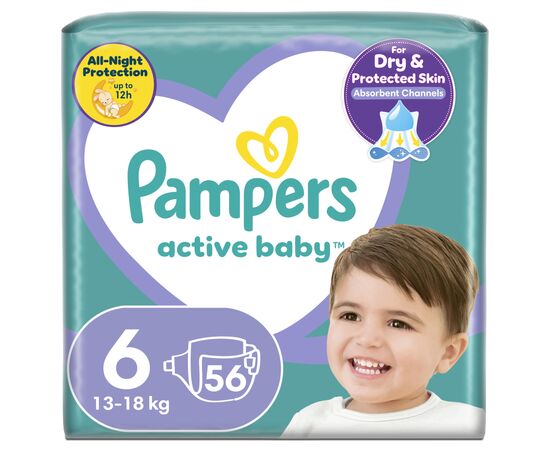 Подгузники Pampers Active Baby Giant Размер 6 (13-18 кг) 56 шт (8001090950130)