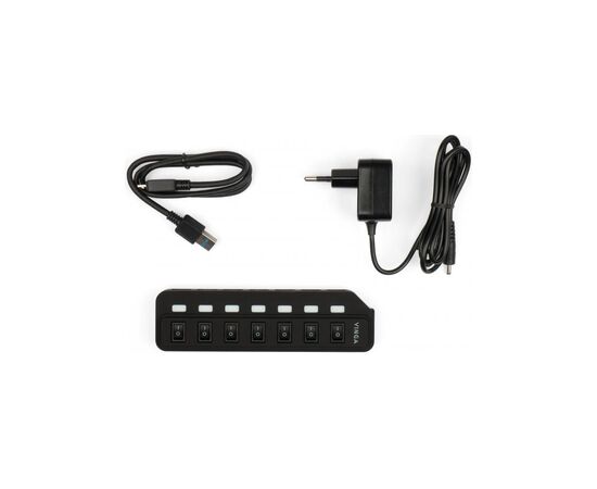 Концентратор Vinga USB3.0 to 7*USB3.0 1m cable with Switch and Power Adapter (VHA3A7B), изображение 3 Концентратор Vinga USB3.0 to 7*USB3.0 1m cable with Switch and Power Adapter (VHA3A7B), изображение 3