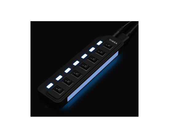 Концентратор Vinga USB3.0 to 7*USB3.0 1m cable with Switch and Power Adapter (VHA3A7B), изображение 6 Концентратор Vinga USB3.0 to 7*USB3.0 1m cable with Switch and Power Adapter (VHA3A7B), изображение 6